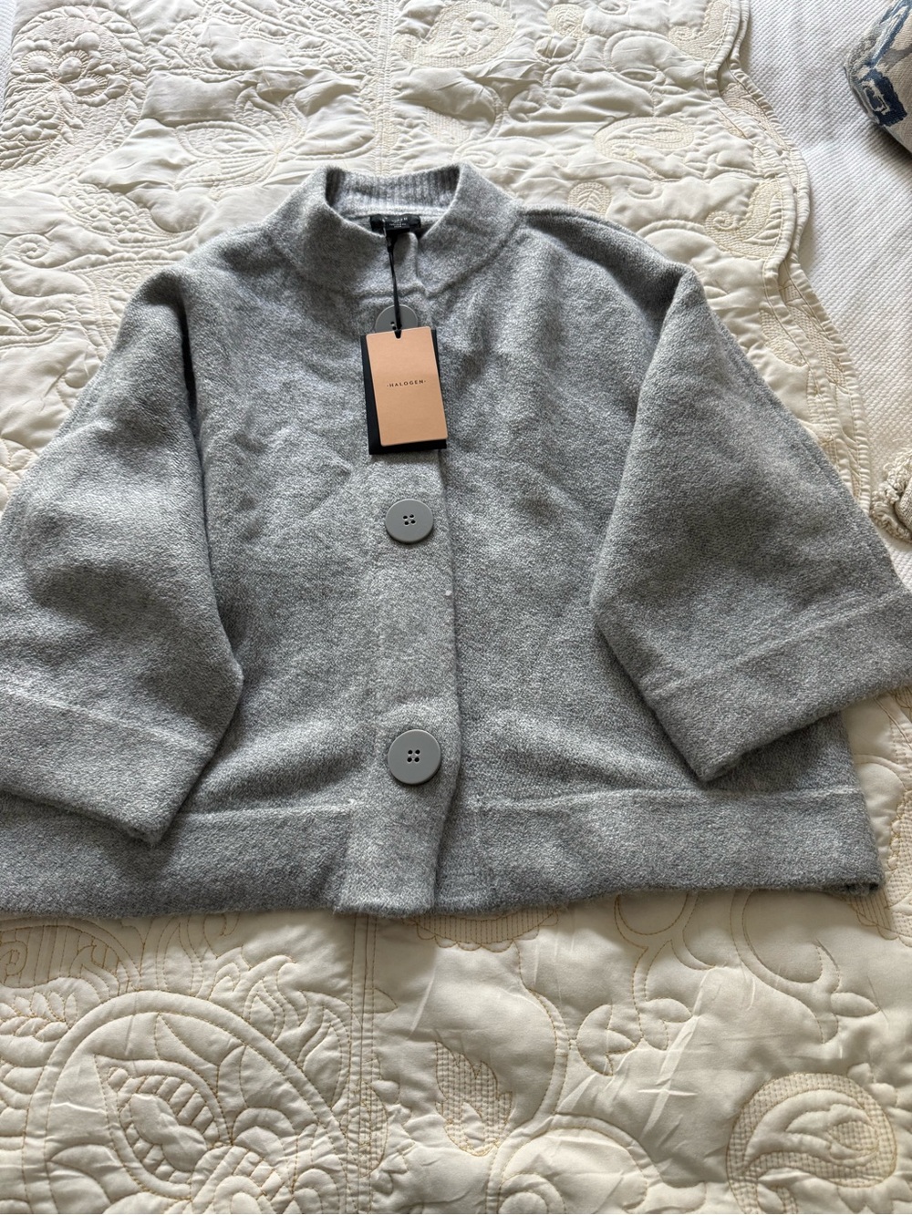 Halogen Gray Cardigan with Large Buttons